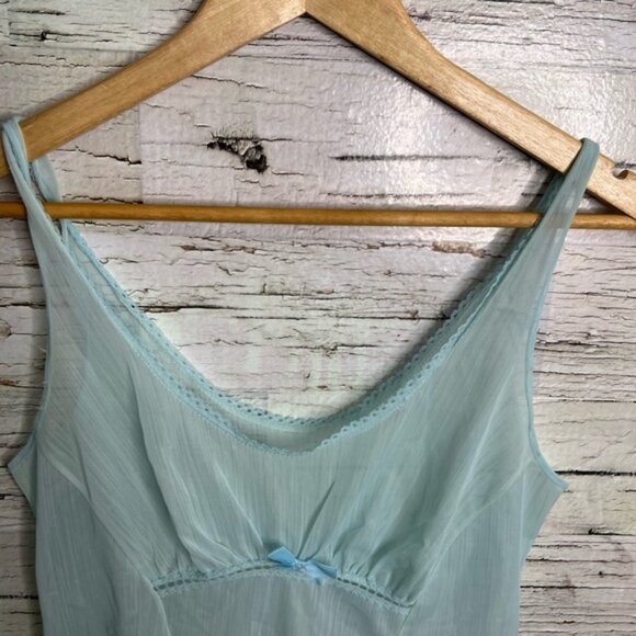 Vintage blue night gown slip chemise bow sheer size medium - Picture 3 of 8